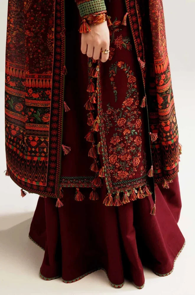 Hussain Rehar - 3PC Dhanak Embroidered Shirt With Pashmina Printed Dupatta and Trouser - VL1706