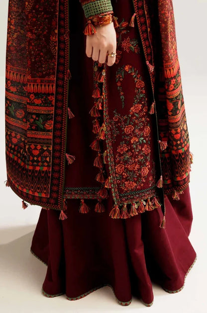 Hussain Rehar - 3PC Dhanak Embroidered Shirt With Pashmina Printed Dupatta and Trouser - VL1706