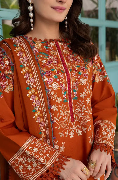 Batik - 3PC Dhanak Embroidered Shirt With Pashmina Printed Dupatta and Trouser - VL1686