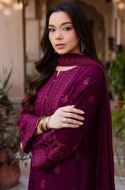 Batik - 3PC Dhanak Embroidered Shirt With Dhanak Embroidered Dupatta and Trouser - VL1705