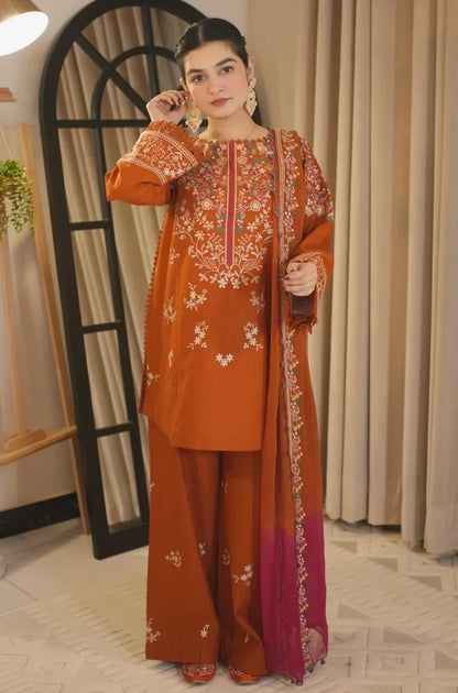 Batik - 3PC Dhanak Embroidered Shirt With Pashmina Printed Dupatta and Trouser - VL1686
