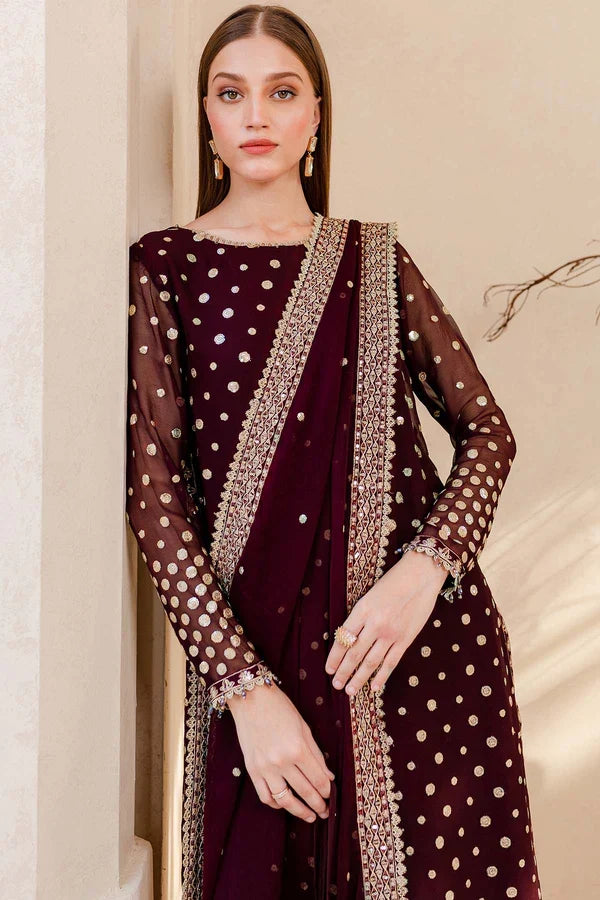 VL 1656 - Winter Unstitched 3PCs Embroidered Velvet Dress With Embroidered Organza Dupatta