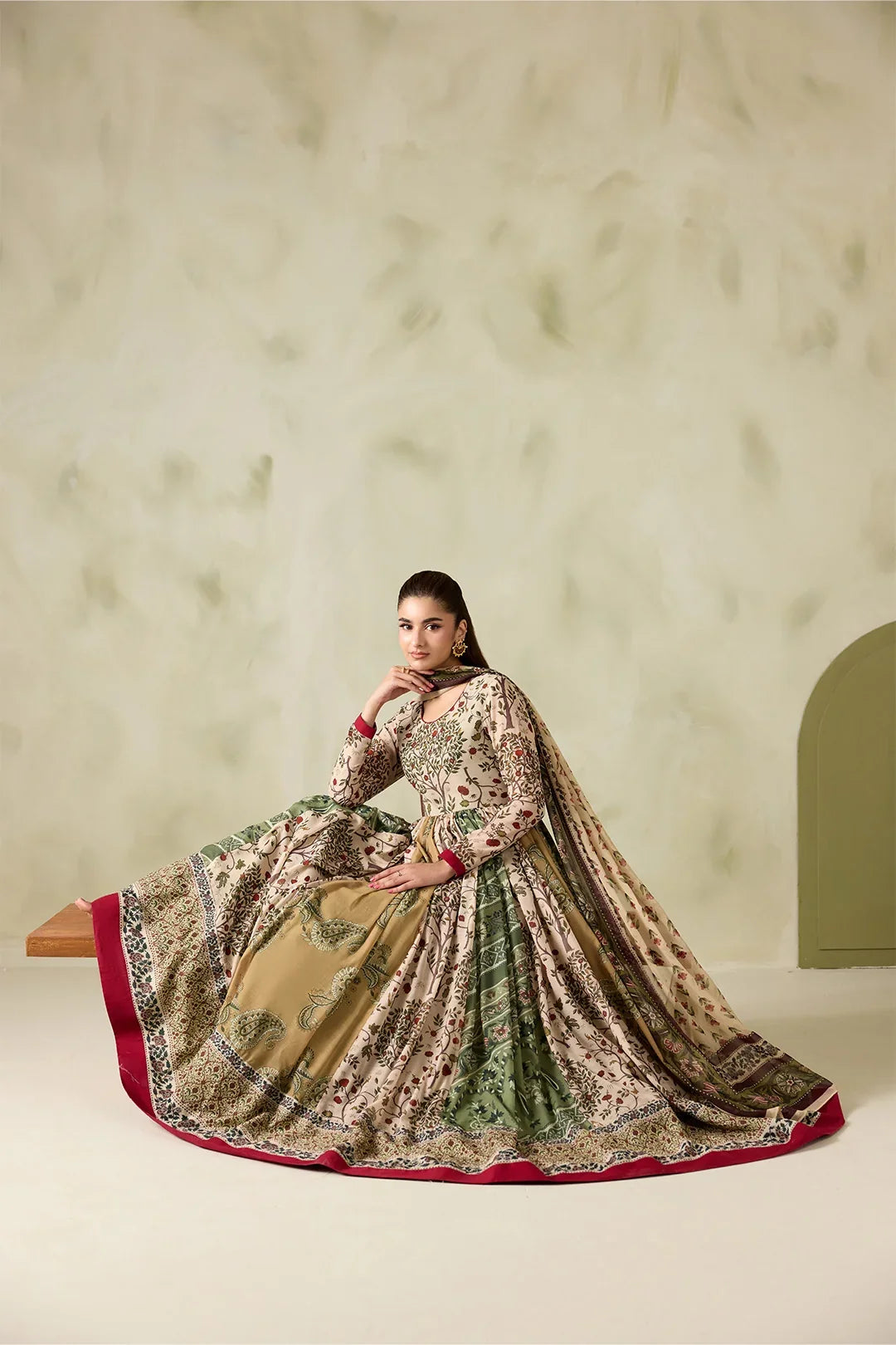 Baroque - Winter 3PC Karandi Digital Print Frock Dress - VL 1657