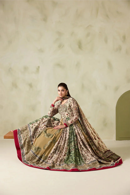 Baroque - Winter 3PC Karandi Digital Print Frock Dress - VL 1657