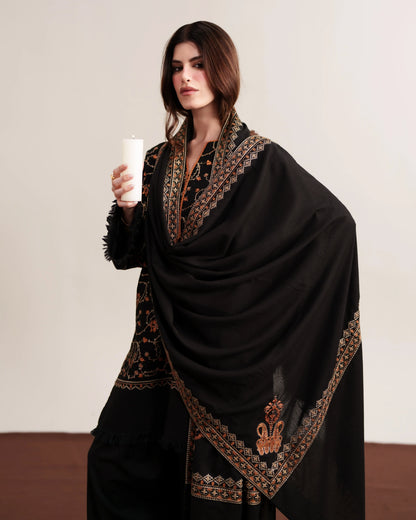 Ziva - Winter 3PC Dhanak Embroidered Suit - VL 1662