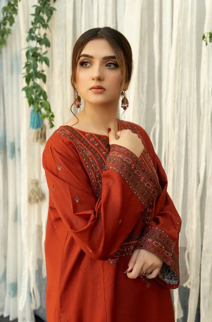 Urge - 3PC Dhanak Embroidered Shirt With Dhanak Printed Dupatta and Trouser - VL1677