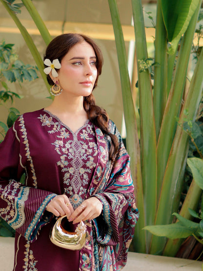 Sapphire - Winter 3PC Dhanak Embroidered Suit - VL 1640