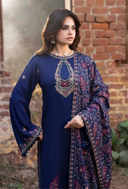 Izel - Winter 3PC Dhanak Embroidered Suit - VL 1612