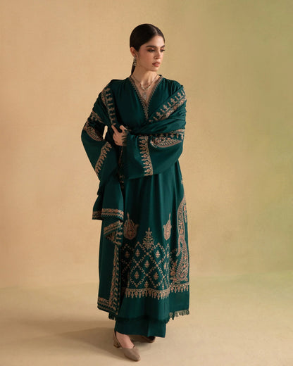 Ziva - Winter 3PC Dhanak Embroidered Suit - VL 1652