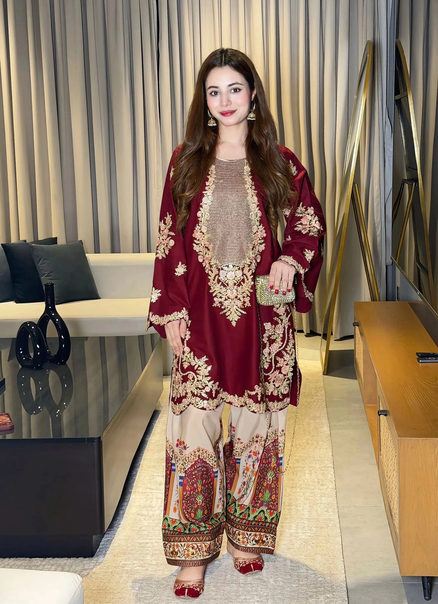 Ethnic 2 Pc Embroidered Silk Suit VL 1400