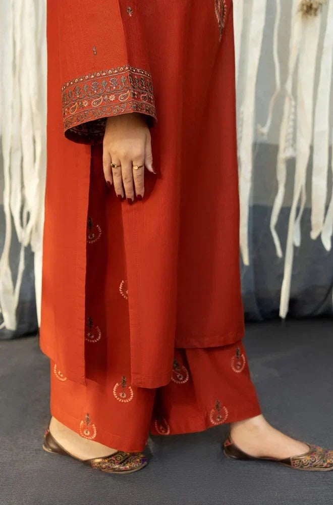 Urge - 3PC Dhanak Embroidered Shirt With Dhanak Printed Dupatta and Trouser - VL1677