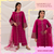 VL657 Batik - 3PC Linen Embroidered Shirt With Chiffon Embroidered Duppata