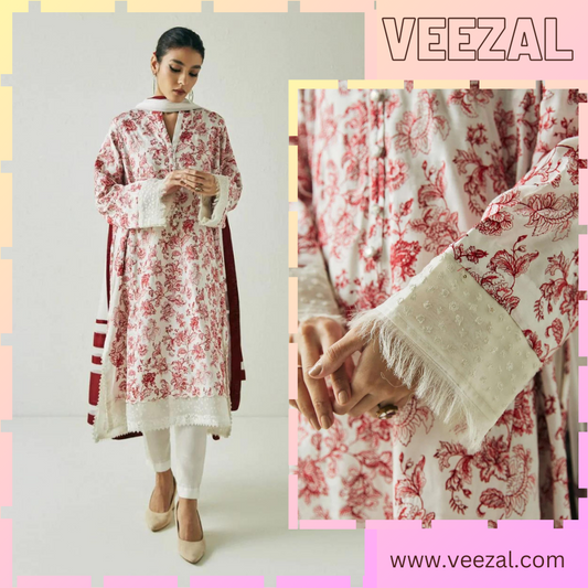 VL660 3-PC Khaddar Embroidered With Wool Printed Shawl