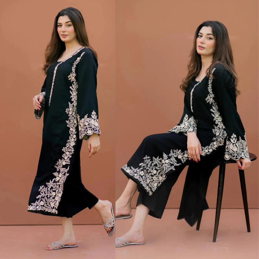VL725 Lajwanti 2Pc Embroidered Lawn Suite With Fully Embroidered trouser & Patches