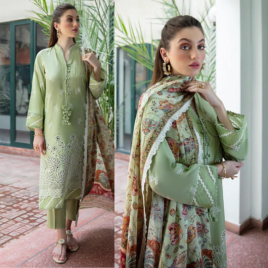 VL749 Boring Embroidered 3-PC Lawn Suit with Digital Printed Silk dupatta