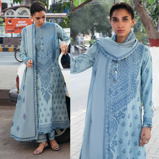 VL752 -MUSHQ 3PC Sequance EMBROIDERED LAWN SUIT WITH PRINTED SILK DUPATTA