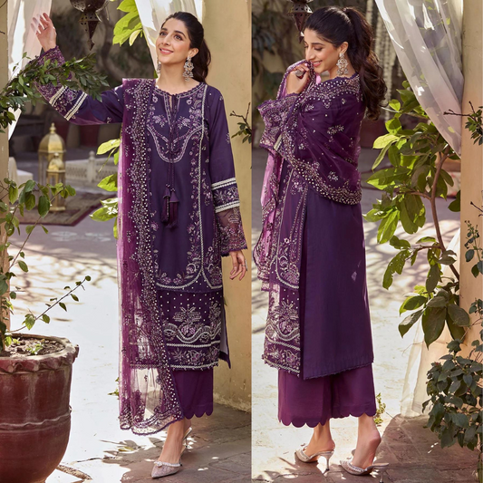 VL794  Cross Stitch, unstitched 3 piece lawn embroidered suit
