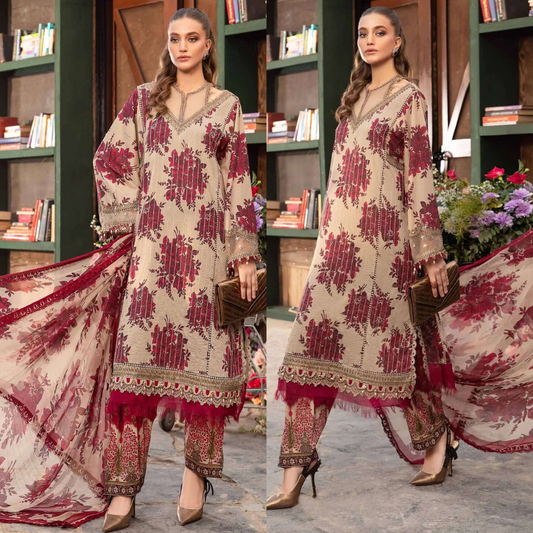 VL814 3-Piece Unstitched Heavy Embroidered Lawn Suit