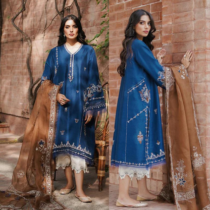 VL822 Cross Stitch, unstitched 3 piece lawn embroidered suit