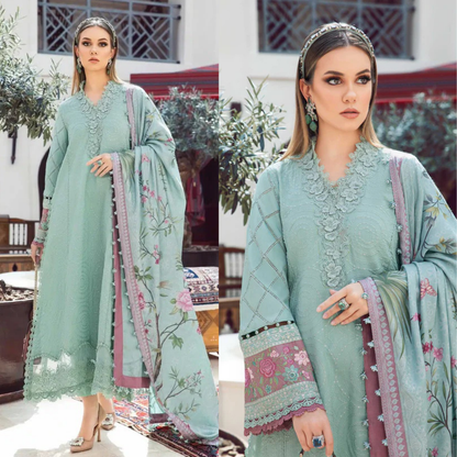 Maria B, unstitched 3 piece lawn embroidered suit VL885