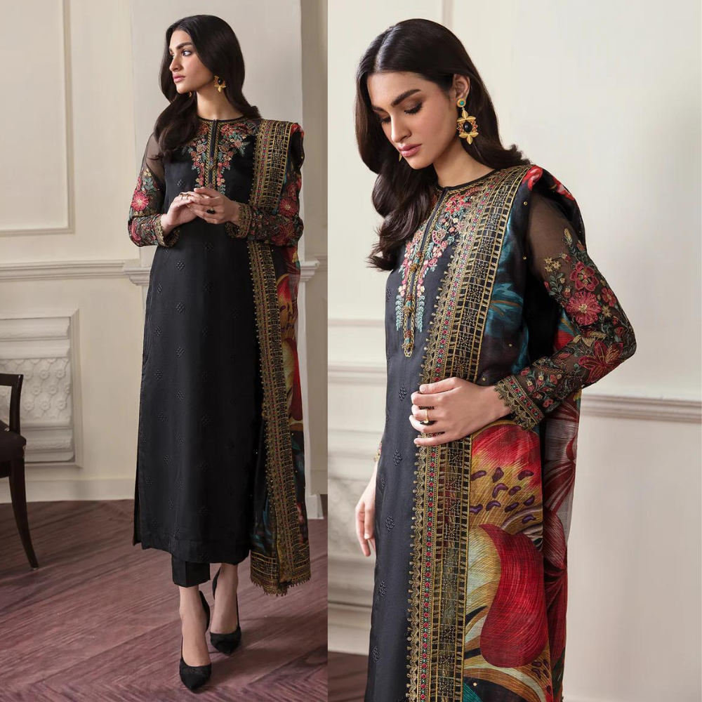 VL843 BAROQUE WINTER COLLECTION DHANAK 3PC With Wool Shawl