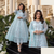 VL540 Azure, unstitched 3 piece frock style summer organza suit.