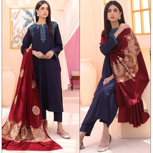 VL851 Jazmin Dhanak Fabrics 3pc with Dhanak Shawl