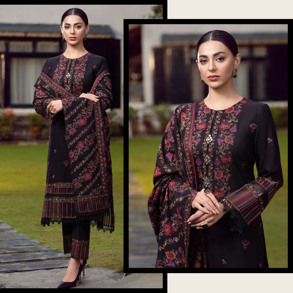 VL2098 Bareeze Unstitched 3pcs Embroidered Dhanak Suit with Heavy Embroidered Shawl