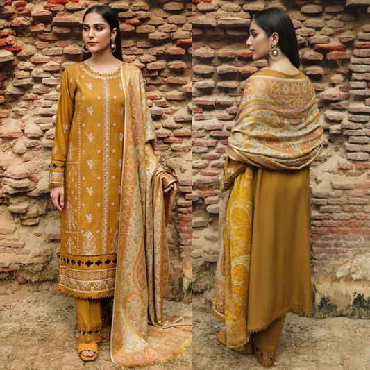 VL835  RAJBARI Embroidered Dhanak Three Piece