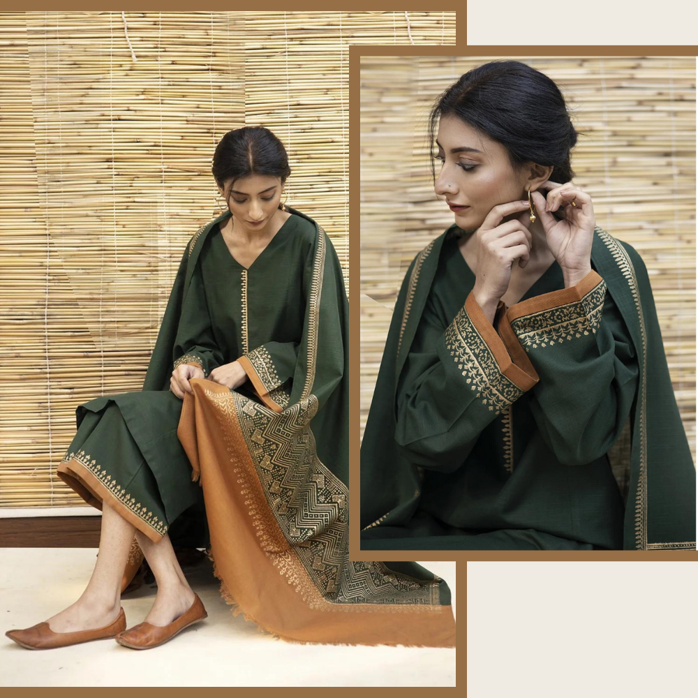 VL305 3PC Dhanak suit with Digital print Shawll