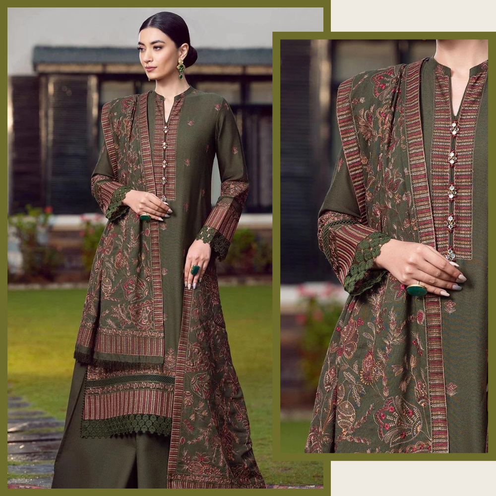 VL2092 Bareeze Unstitched 3pcs Embroidered Dhanak Suit with Heavy Embroidered Dhanak Shawl