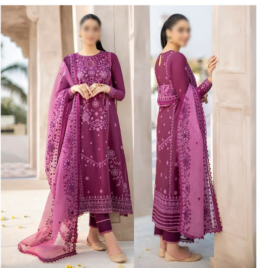 VL535 Cross Stitch, unstitched 3 piece lawn embroidered suit