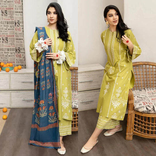 VL837 Urge Embroidered Dhanak Three Piece