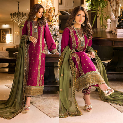 VL536 Asim Jofa, unstitched 3 piece embroidered linen summer suit