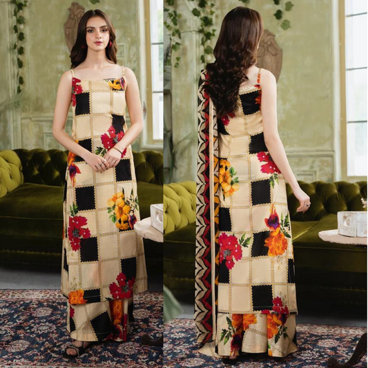 VL839 Printed Airjet Viscous Silk Three Piece