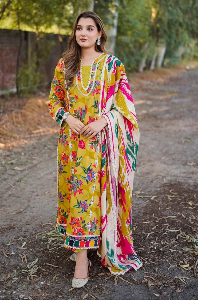 Winter 3PC Karandi Digital Print Dress - VL 1633