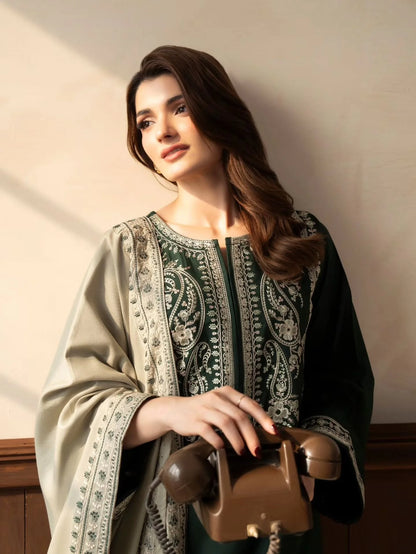 Lazuli - Winter 3PC Dhanak Embroidered Suit - VL 1655
