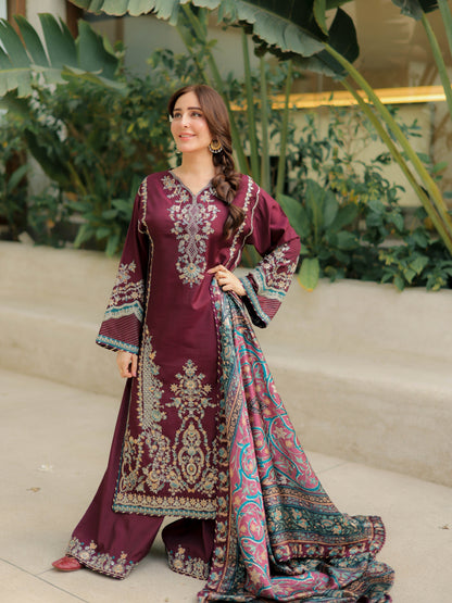 Sapphire - Winter 3PC Dhanak Embroidered Suit - VL 1640
