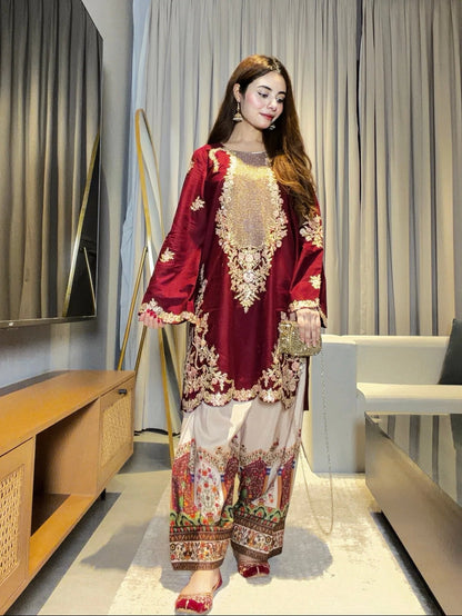 Ethnic 2 Pc Embroidered Silk Suit VL 1400