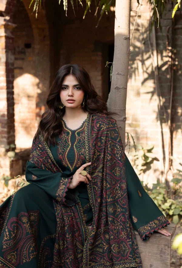 Izel - Winter 3PC Dhanak Embroidered Suit - VL 1613