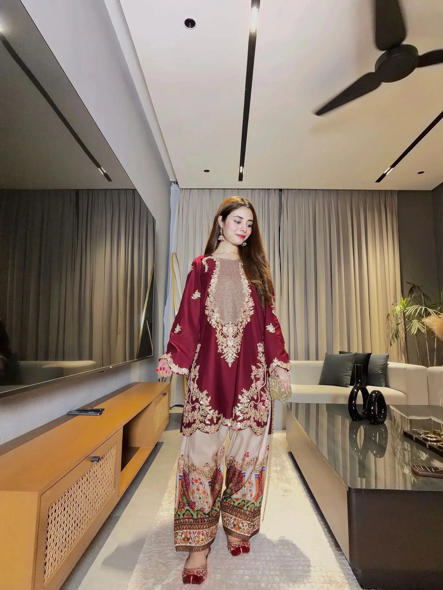 Ethnic 2 Pc Embroidered Silk Suit VL 1400