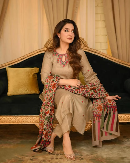 Winter 3PC Dhanak Embroidered Suit - VL 1401