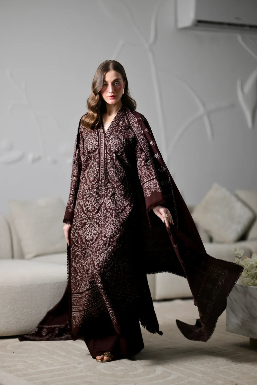 ZAIB - Winter 3PC Dhanak Embroidered Suit - VL 1672