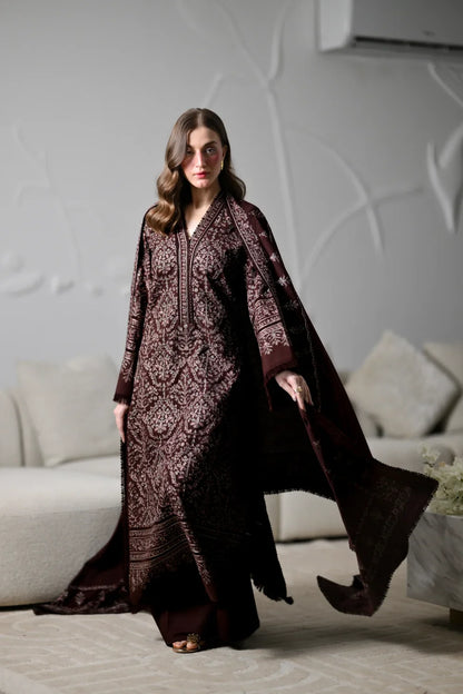 ZAIB - Winter 3PC Dhanak Embroidered Suit - VL 1672
