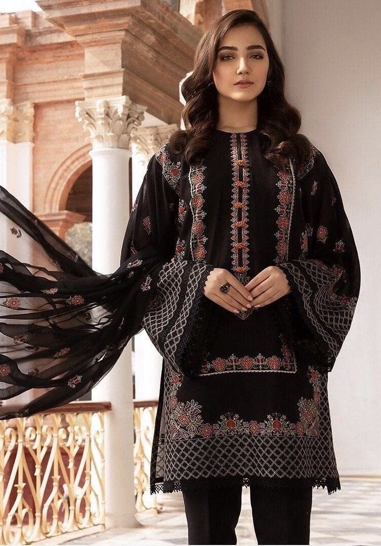 BAREEZE 3PC LAWN EMBROIDERED DRESS WITH CHIFFON EMBROIDERED DUPATTA VL196