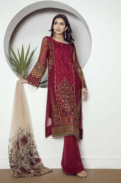 VL410 Baroque - 3PC Heavy Embroidered Lawn Shirt With Embroidered Organza Dupatta