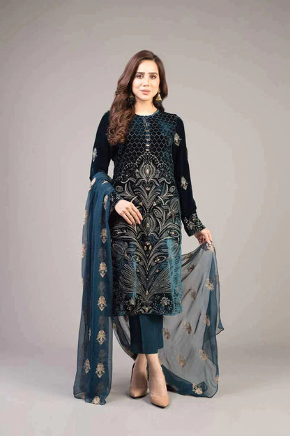 VL402 Bareeze 3PC Lawn Front Full Embroidered Back Bazo Embroidered Bember Dupatta